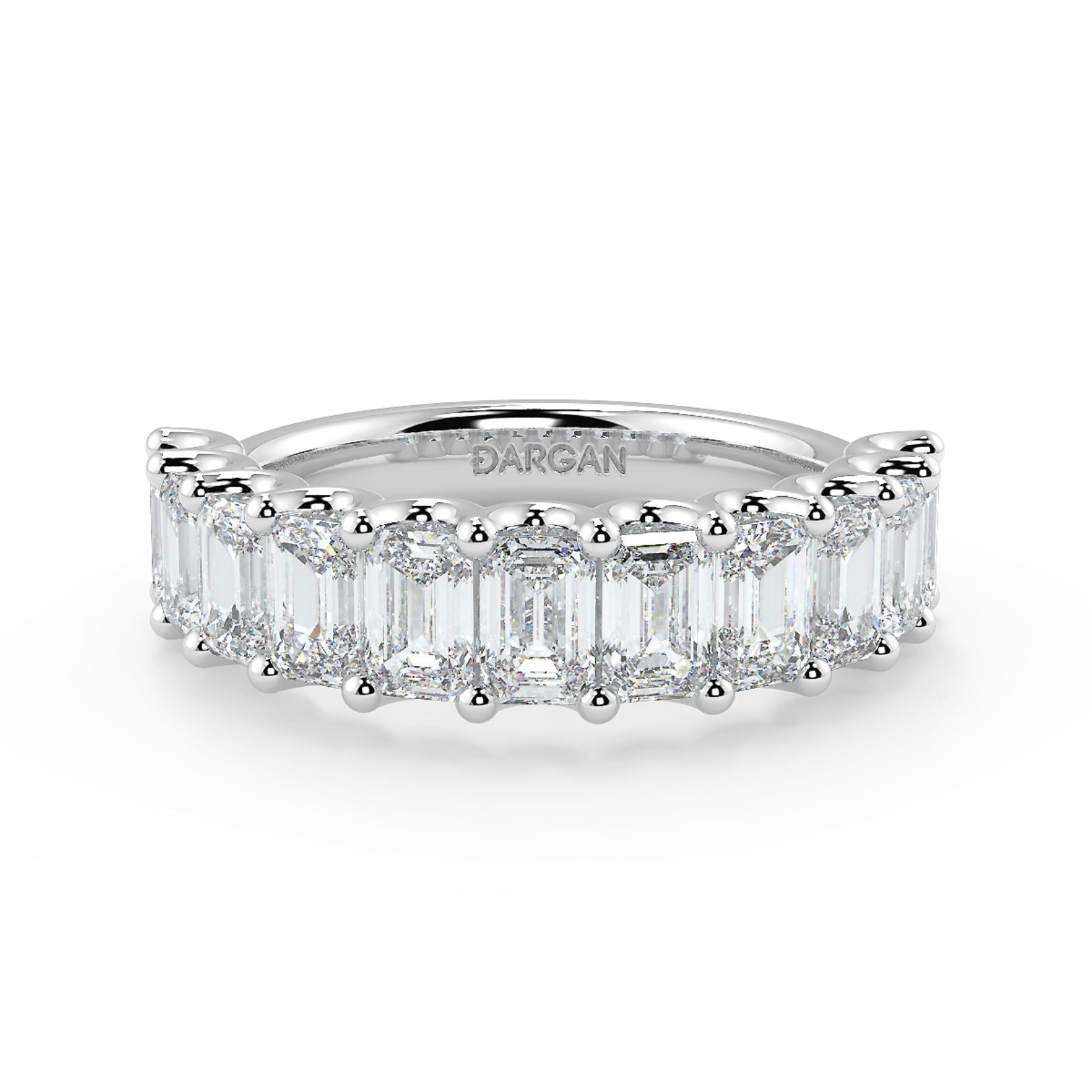 Half-Eternity 20-Pointer Emerald Cut Lab-Grown Diamond Ring in 18K White, Yellow & Rose Gold