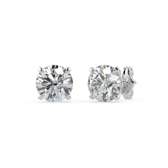 0.50–6 Carat Round Lab Grown Diamond Stud Earrings | Classic Solitaire | 18K White, Yellow & Rose Gold
