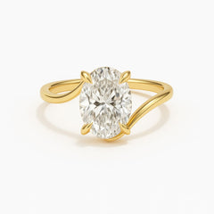 1–5 Carats Oval Cut Lab-Grown Diamond Solitaire Ring with Twisted Band | 18K Gold | Yellow, White & Rose Gold