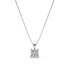Princess Cut Lab-Grown Diamond Solitaire Pendant Necklace with Chain | 18K Gold | 0.50–3 Carats