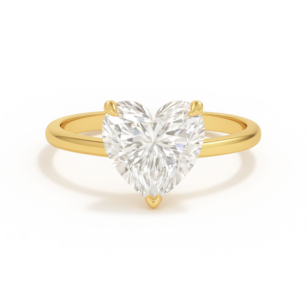 1-5ct Heart Shape Lab Grown Diamond Solitaire Ring | 18kt Yellow, White & Rose Gold