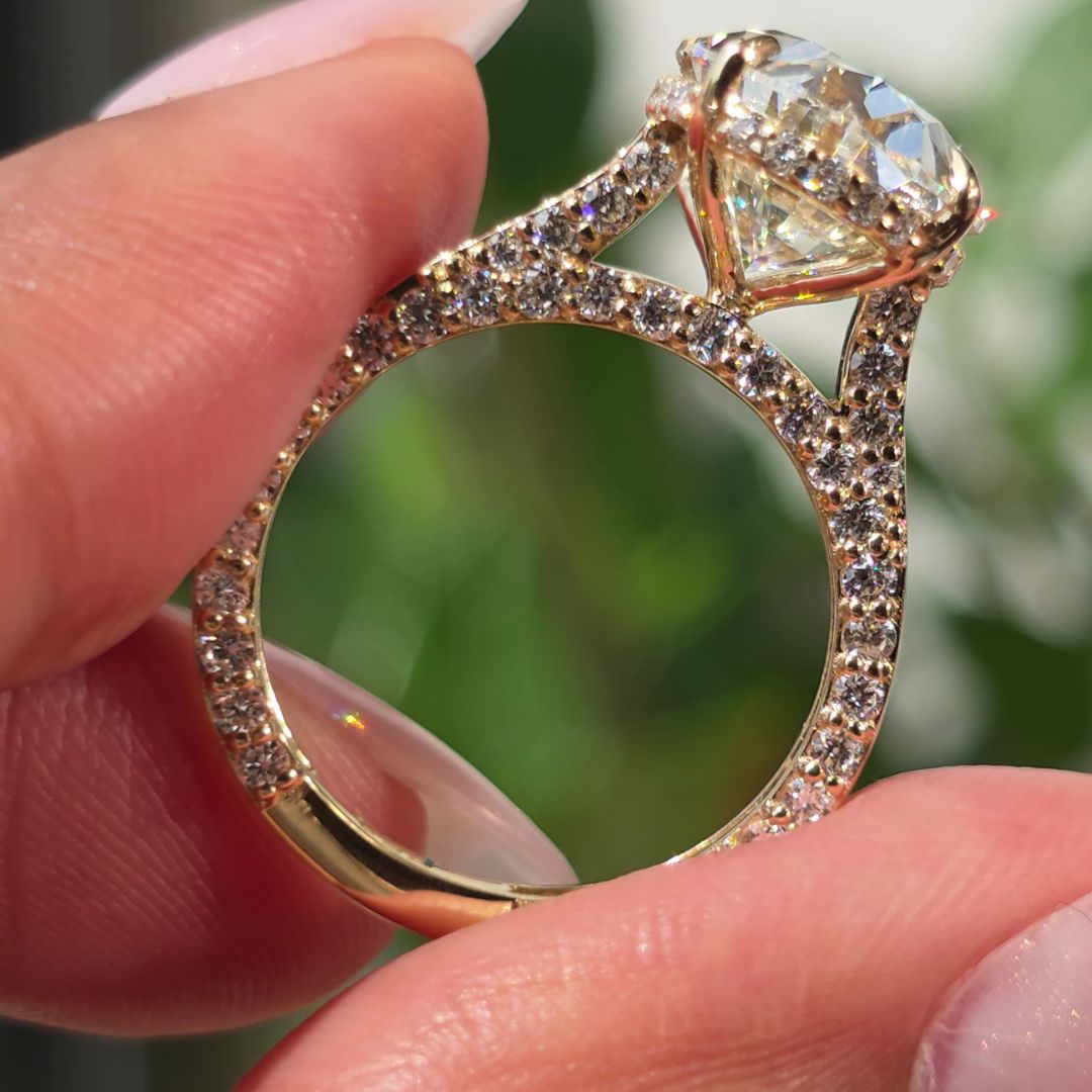 Skyline - 3 to 6 Carat Oval Lab-Grown Diamond Floating Cathedral Hidden Halo Solitaire with Pavé Side Gallery