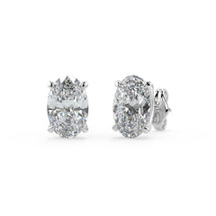 0.50–4 Carat Oval Lab Grown Diamond Stud Earrings | Classic Solitaire | 18K White, Yellow & Rose Gold