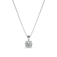 Round Cut Lab-Grown Diamond Pendant Solitaire Necklace with Chain | 18K Gold | 0.50–3 Carats