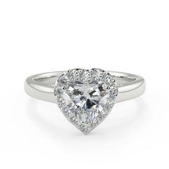 1-2 Carat Heart Cut Lab Grown Diamond Halo Ring | Romantic Design | IGI Certified | 18K White Gold
