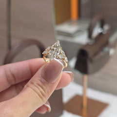 Spire - 3 Carat Marquise Lab-Grown Diamond Solitaire Ring with 0.60 Carat Marquise Side Diamonds – 18K Gold