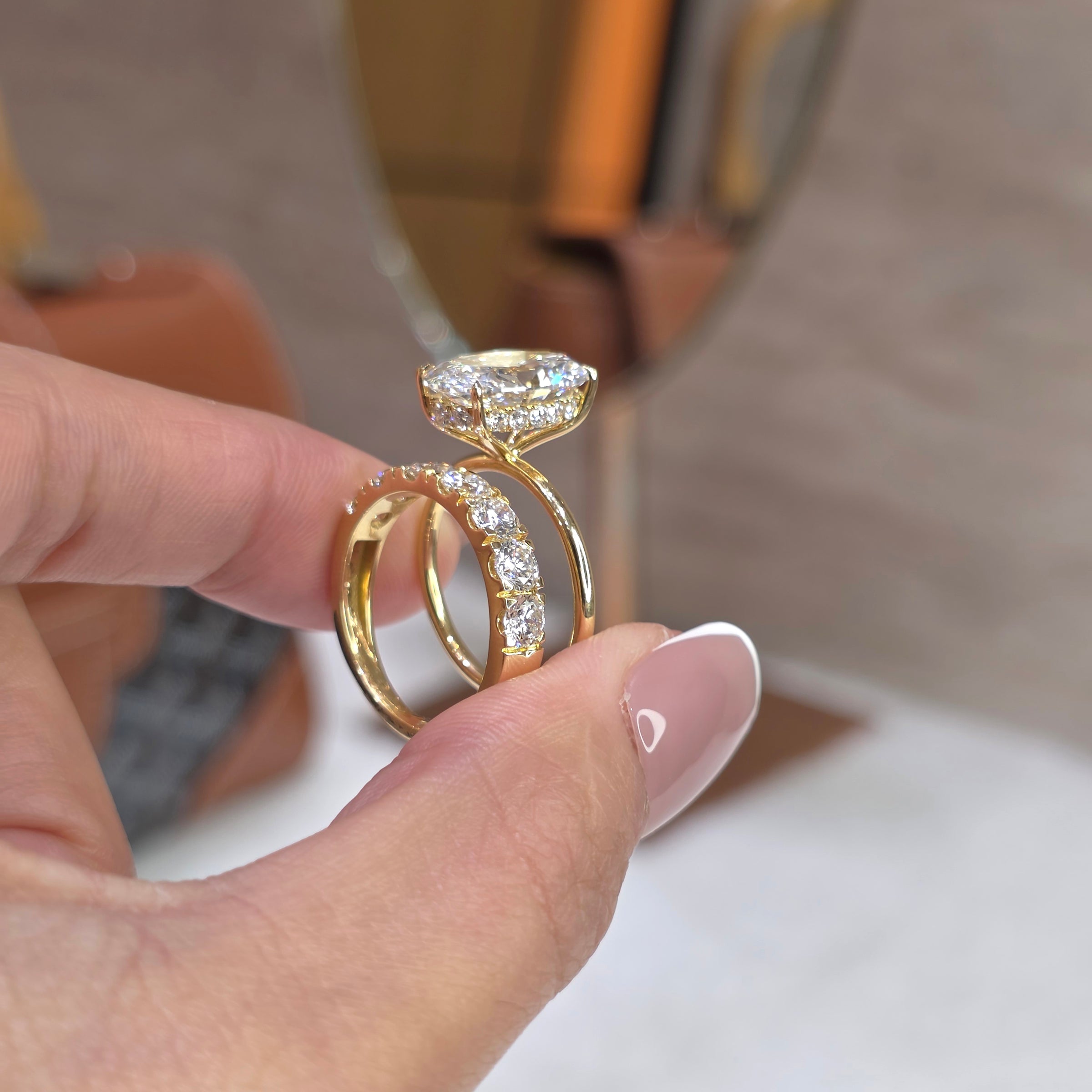 Florence - 4.5 Carat Oval Cut Lab-Grown Diamond Solitaire Ring with Hidden Halo – 18K Gold