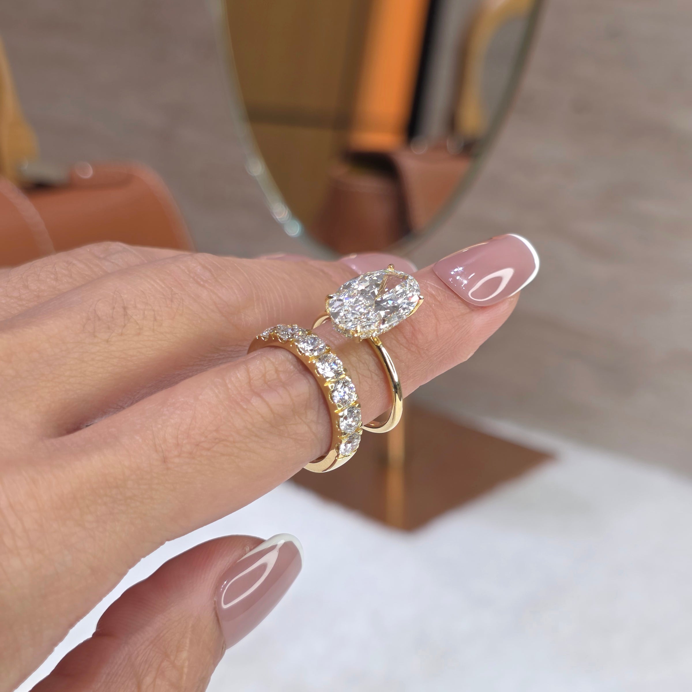 Florence - 4.5 Carat Oval Cut Lab-Grown Diamond Solitaire Ring with Hidden Halo – 18K Gold