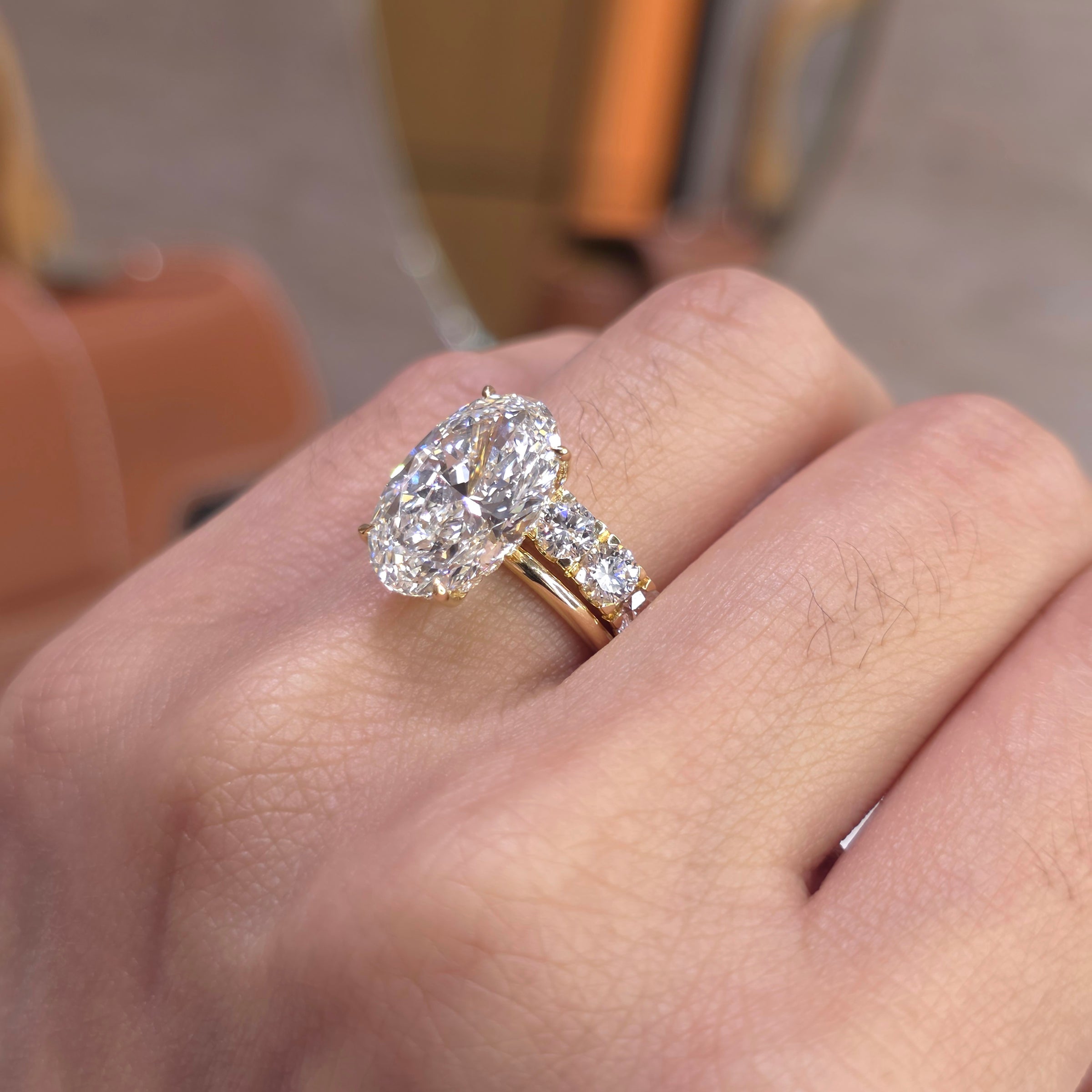 Florence - 4.5 Carat Oval Cut Lab-Grown Diamond Solitaire Ring with Hidden Halo – 18K Gold