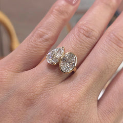 2 Carat Each Oval & Pear Toi et Moi Lab-Grown Diamond Solitaire Ring – 4 Carat Total in 18K Gold