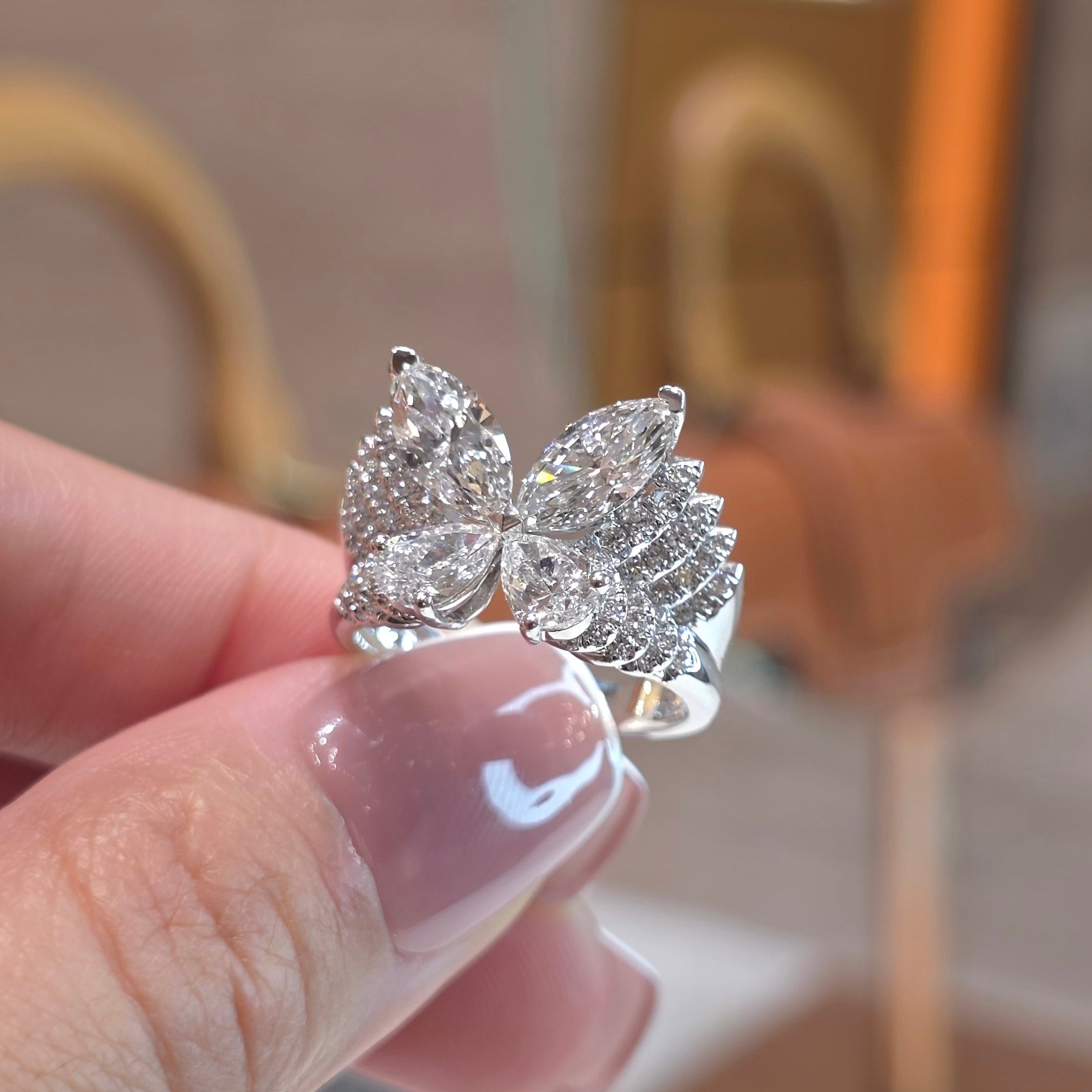 Flutter - 2.70 Carat Lab-Grown Diamond Ring with Pear, Marquise & Round Diamonds