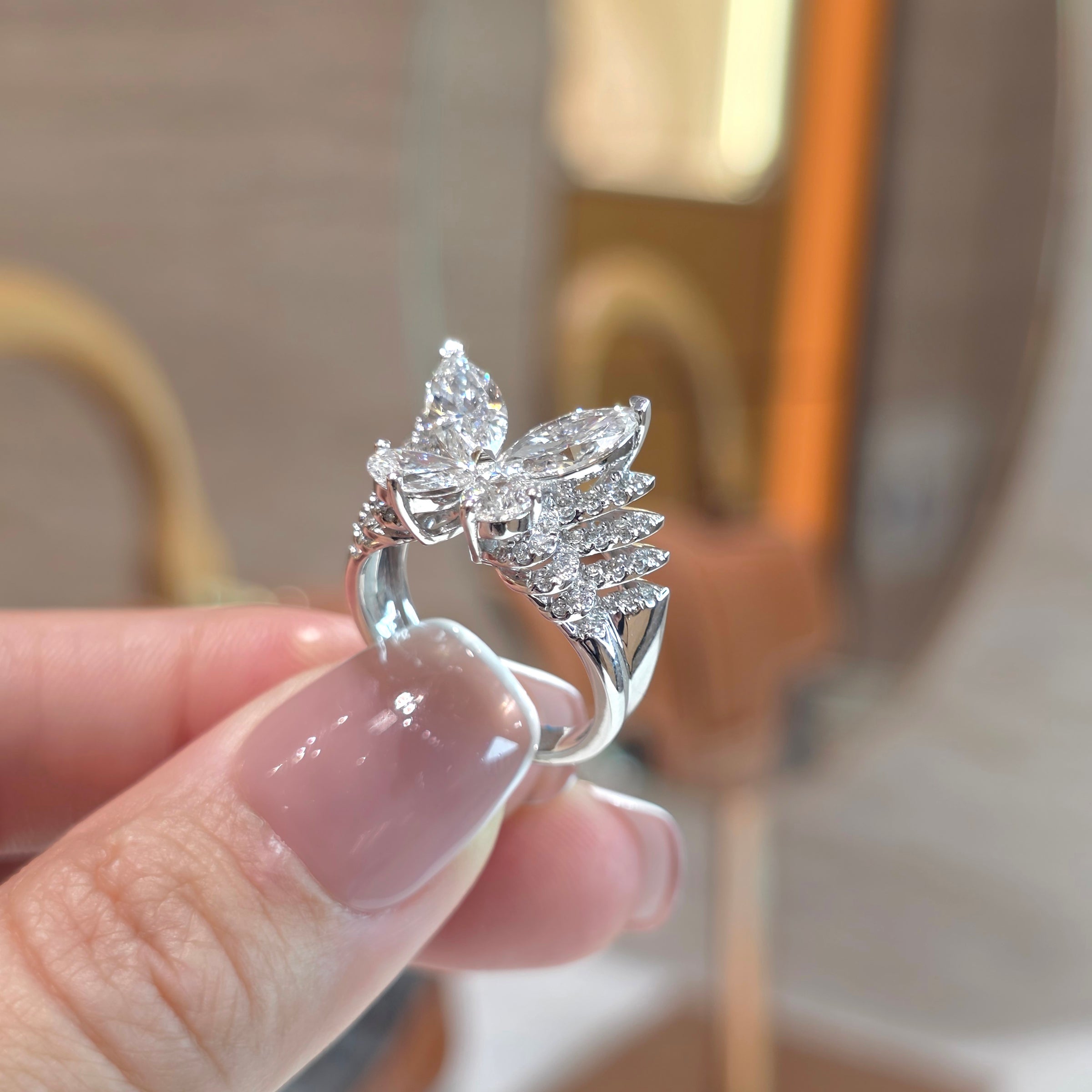 Flutter - 2.70 Carat Lab-Grown Diamond Ring with Pear, Marquise & Round Diamonds