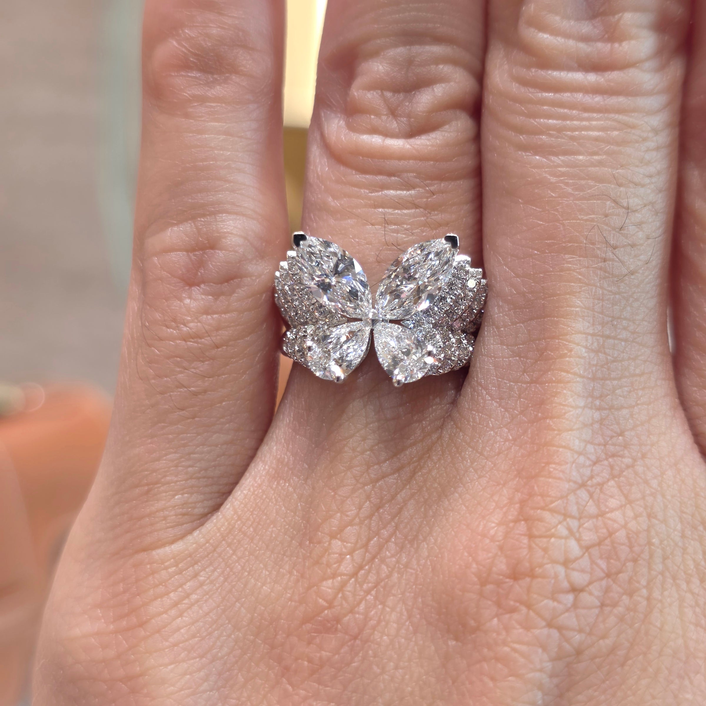 Flutter - 2.70 Carat Lab-Grown Diamond Ring with Pear, Marquise & Round Diamonds