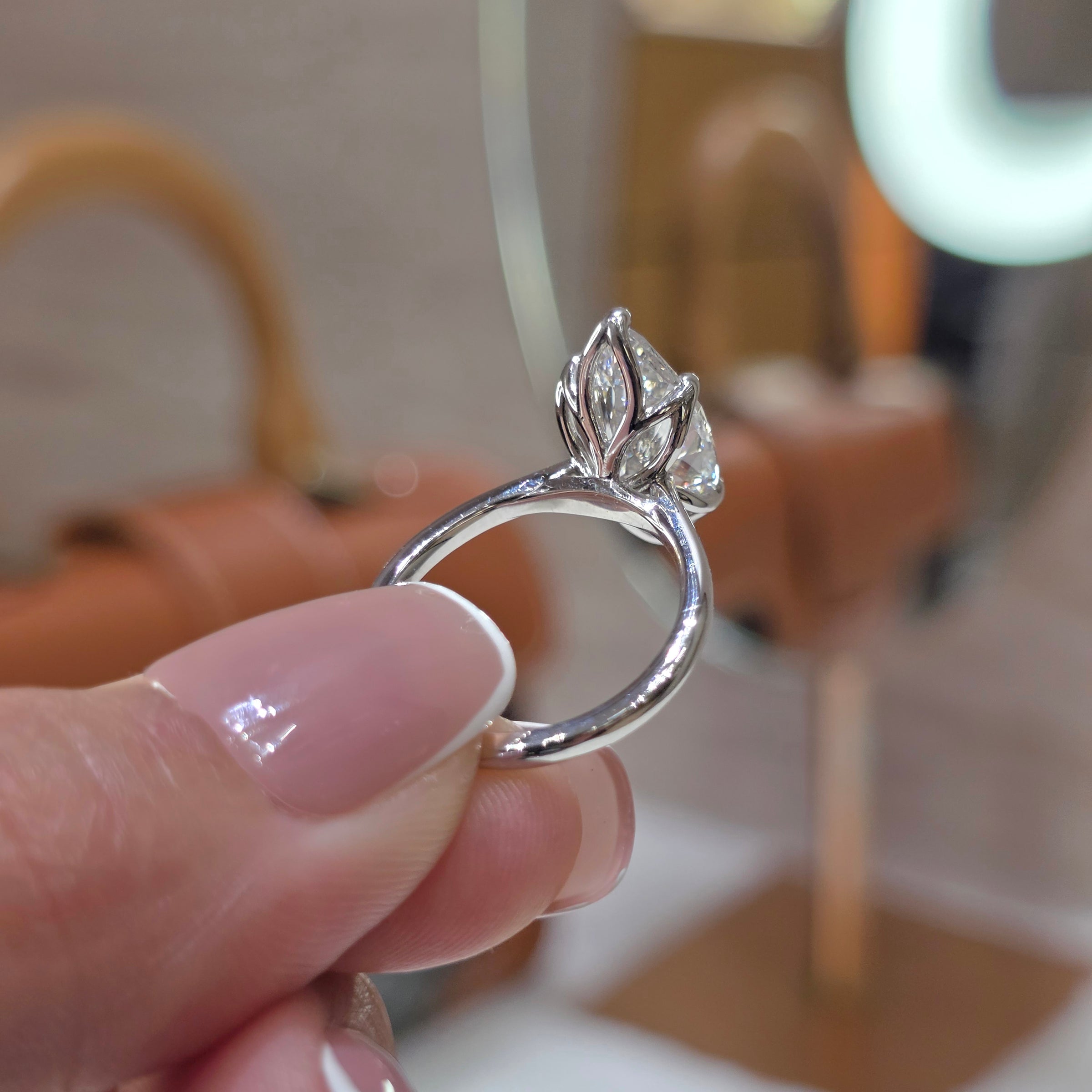 2–5 Carat Marquise Tulip Flower Petal Prong Cut Lab Grown Diamond Engagement Ring in 18K Gold