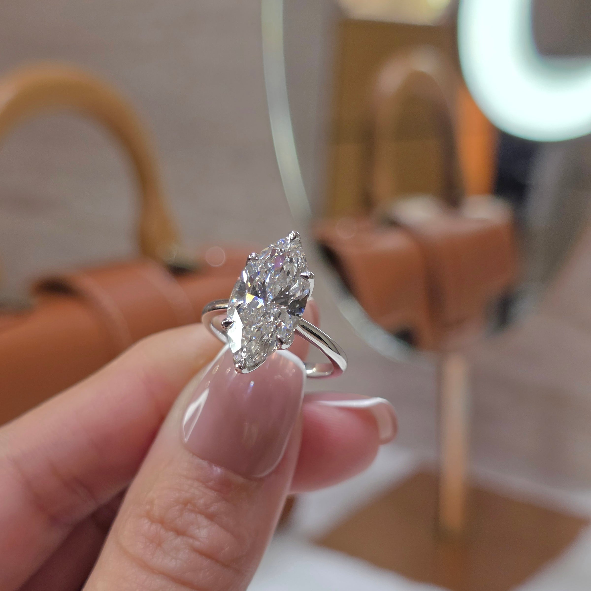 2–5 Carat Marquise Tulip Flower Petal Prong Cut Lab Grown Diamond Engagement Ring in 18K Gold