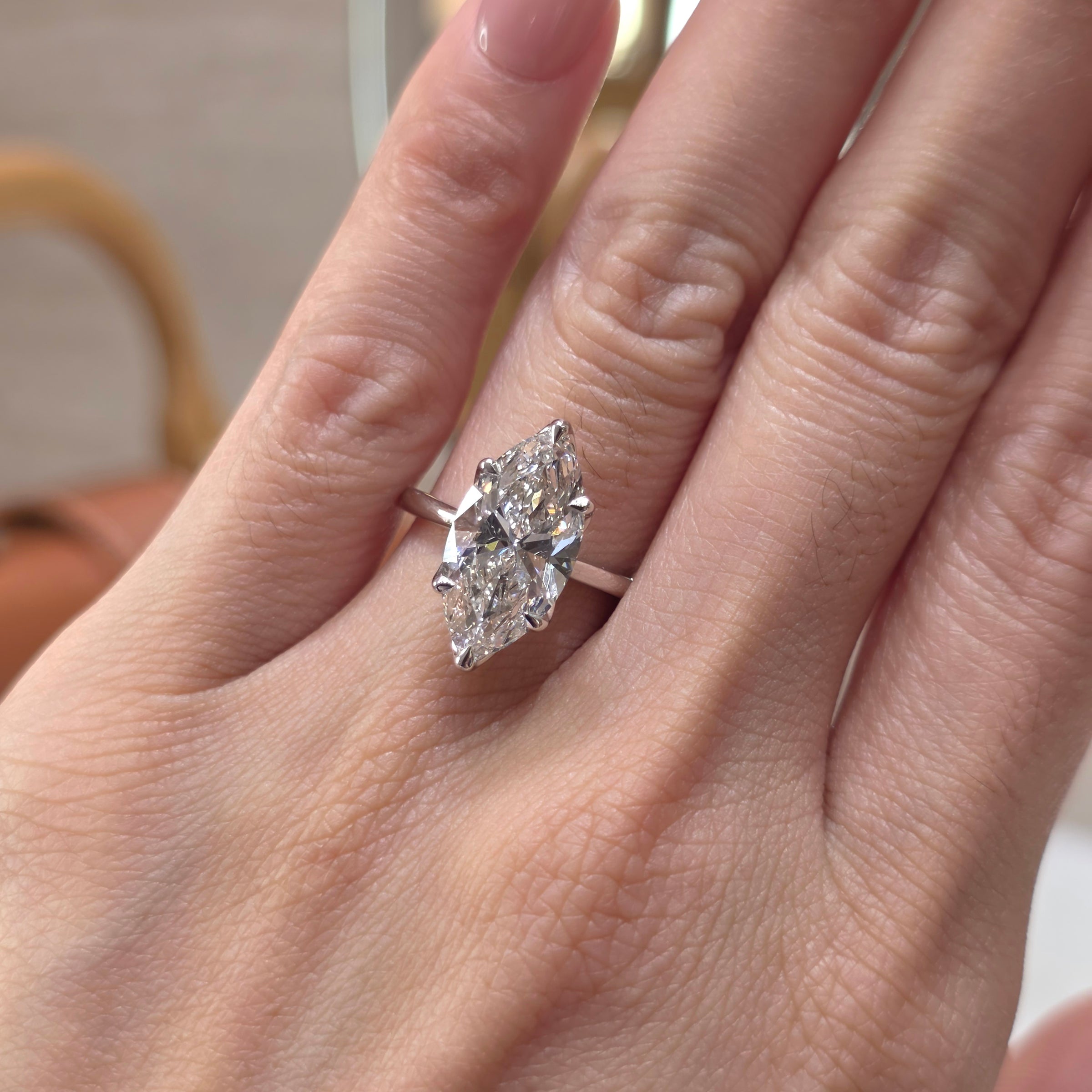 2–5 Carat Marquise Tulip Flower Petal Prong Cut Lab Grown Diamond Engagement Ring in 18K Gold