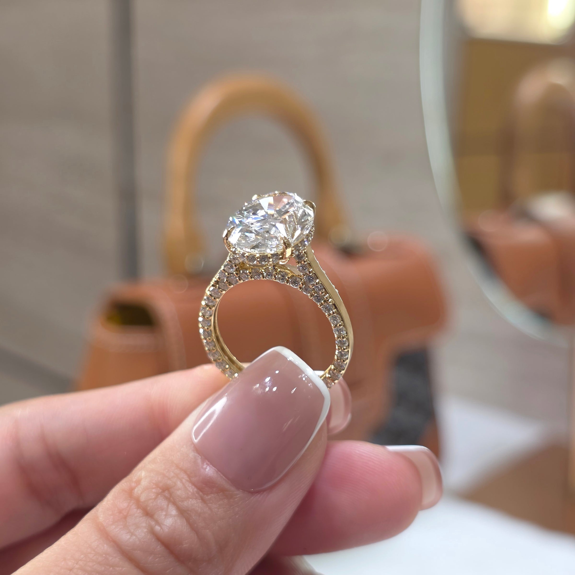 Skyline - 3 to 6 Carat Oval Lab-Grown Diamond Floating Cathedral Hidden Halo Solitaire with Pavé Side Gallery