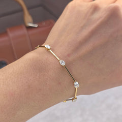 2.5CT Oval Diamond Station Bracelet – 0.35CT Each, 18K Gold
