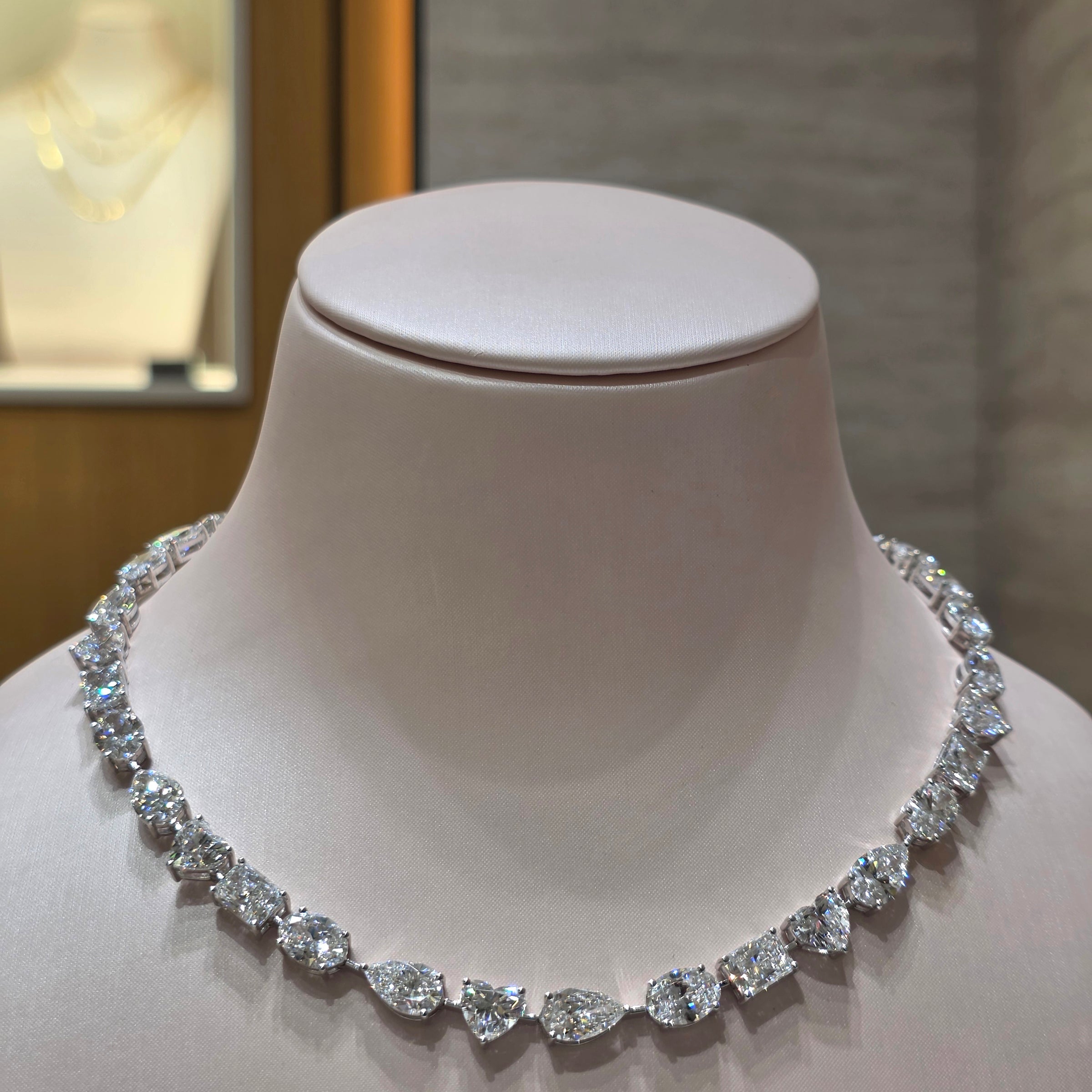 55 Carat Multi-Shape Lab-Grown Diamond Necklace – 1.5 Carat Each in 18K Gold