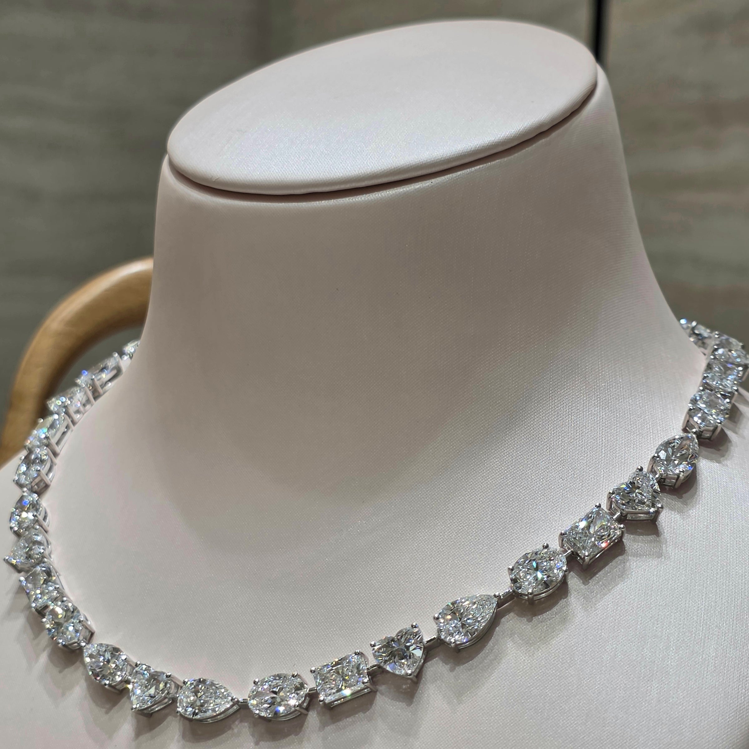 55 Carat Multi-Shape Lab-Grown Diamond Necklace – 1.5 Carat Each in 18K Gold