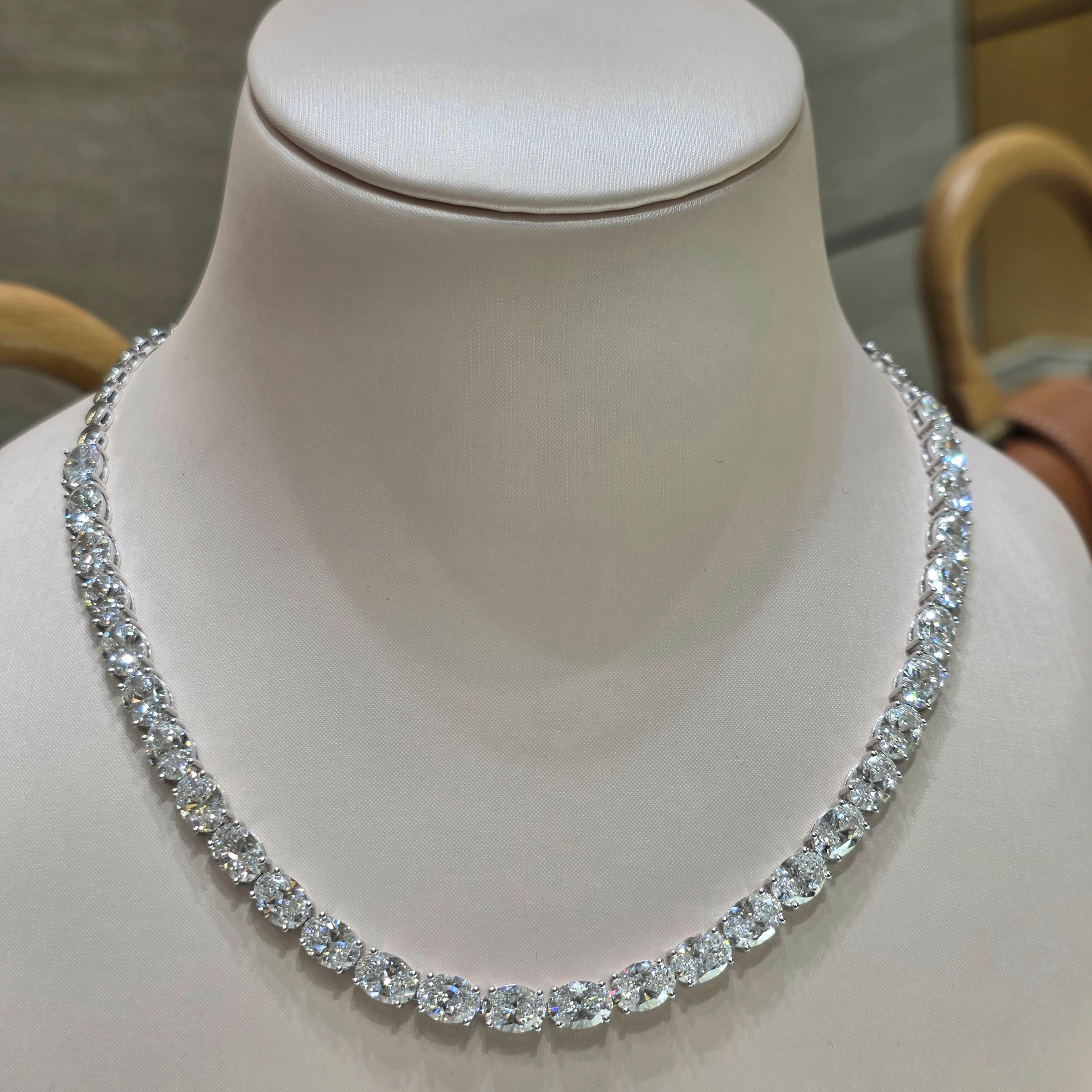 29 Carat Oval Lab-Grown Diamond Necklace – 1 Carat Each in 18K Gold