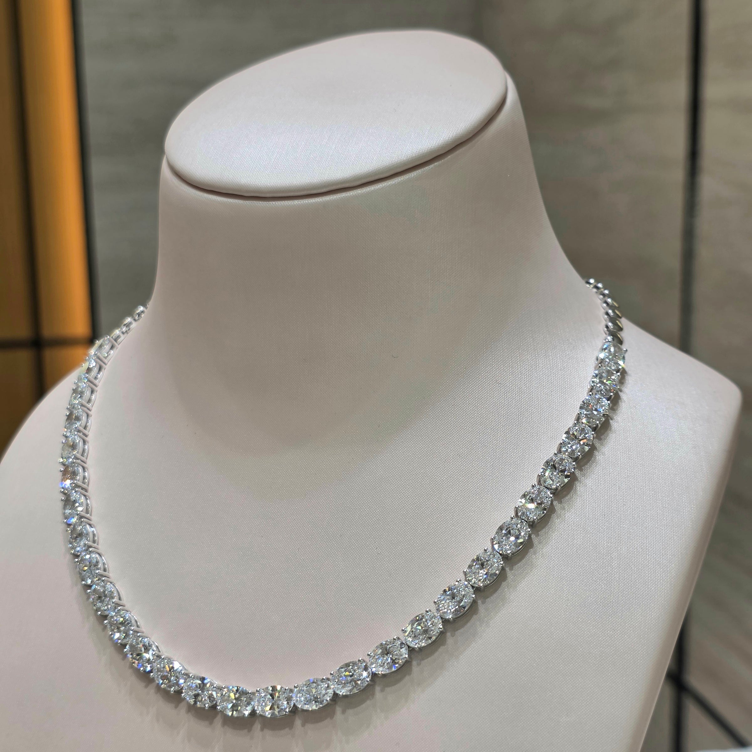 29 Carat Oval Lab-Grown Diamond Necklace – 1 Carat Each in 18K Gold