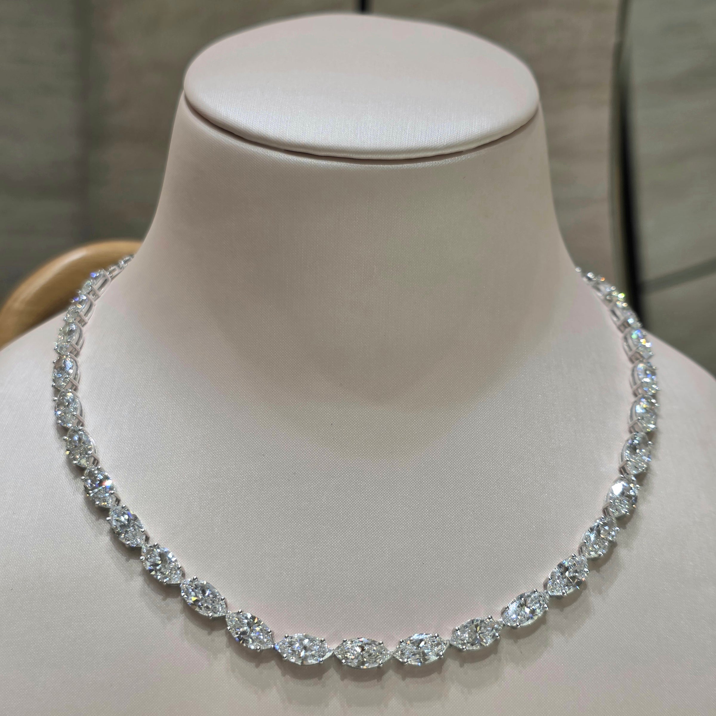 26 Carat Marquise Lab-Grown Diamond Necklace – 1 Carat Each in 18K Gold