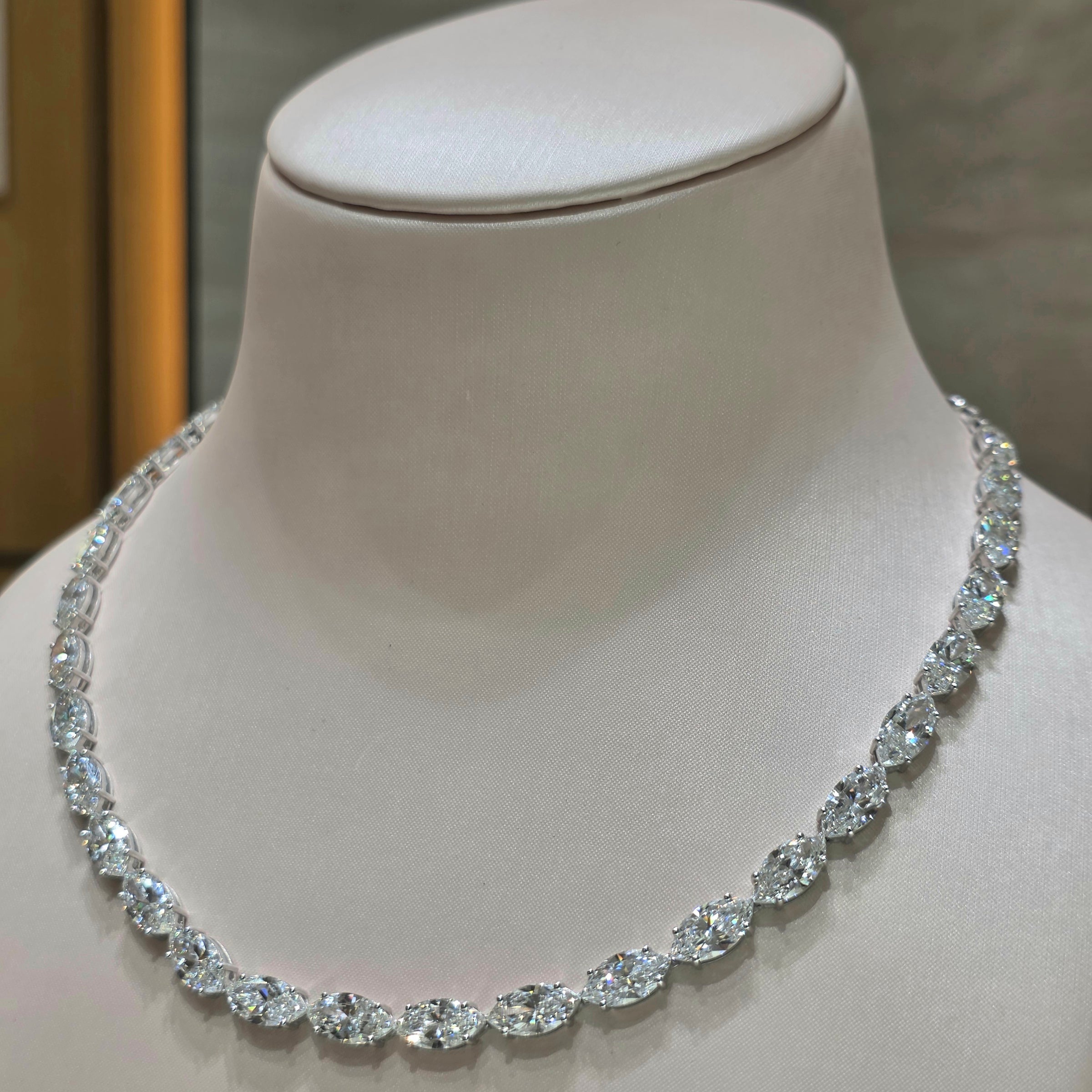 26 Carat Marquise Lab-Grown Diamond Necklace – 1 Carat Each in 18K Gold