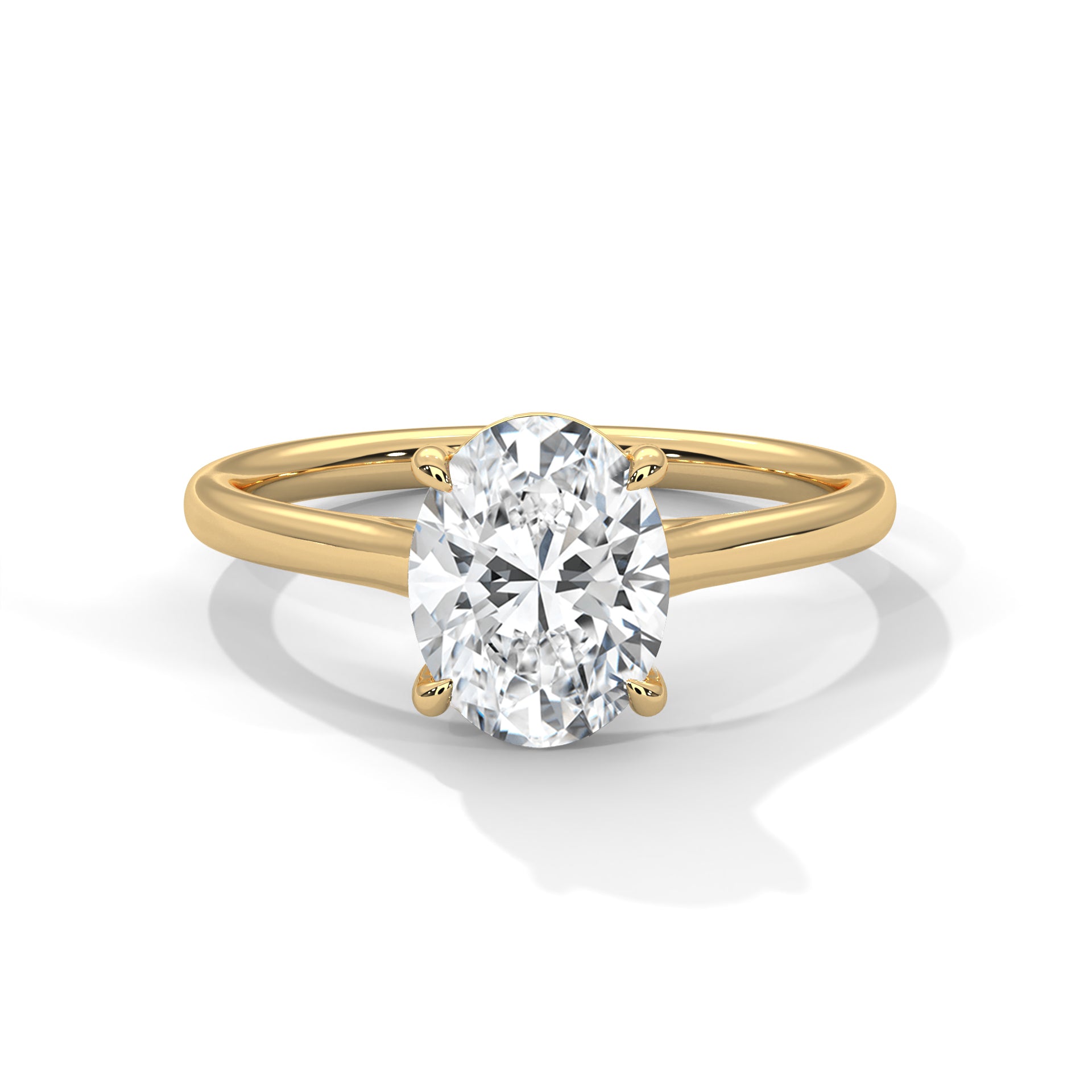 1–3 Carat Oval Lab Grown Diamond Solitaire Ring – Cathedral Setting, 18K Gold