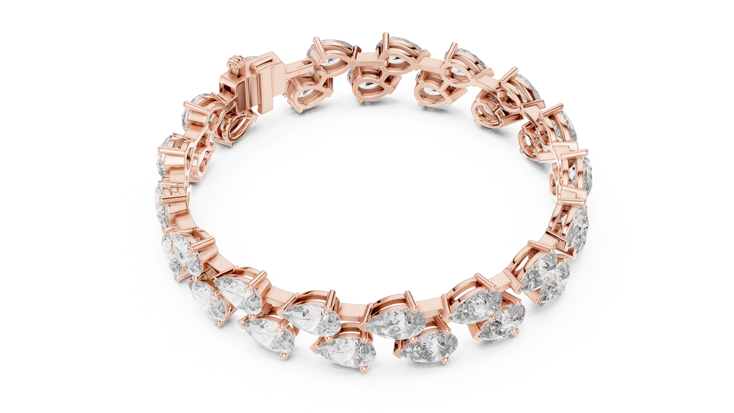 Double Line Pear Shape Lab-Grown Diamond Tennis Bracelet in 18K Gold | Luxury Diamond Bracelet