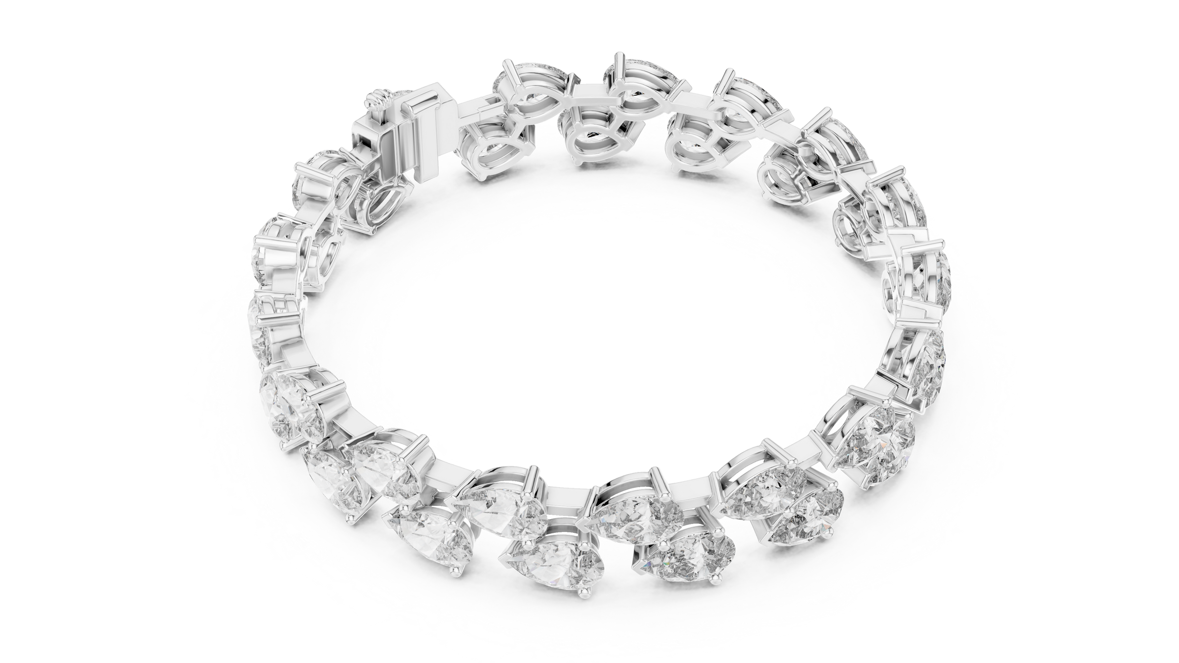 Double Line Pear Shape Lab-Grown Diamond Tennis Bracelet in 18K Gold | Luxury Diamond Bracelet