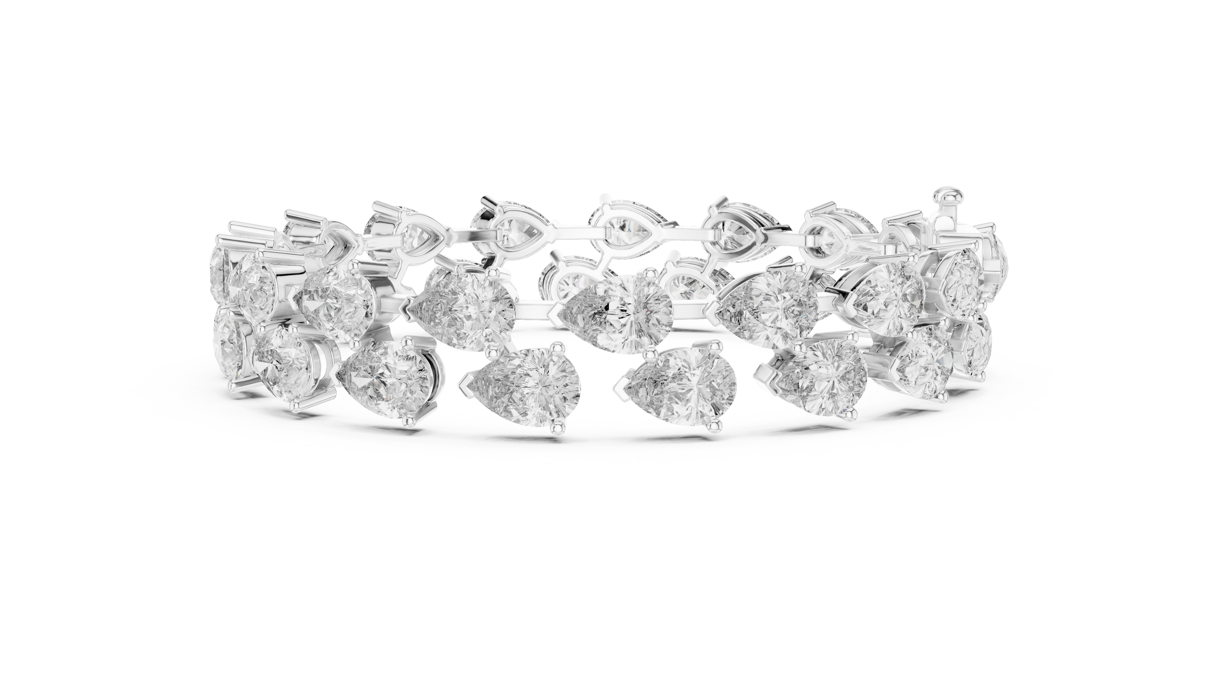Double Line Pear Shape Lab-Grown Diamond Tennis Bracelet in 18K Gold | Luxury Diamond Bracelet