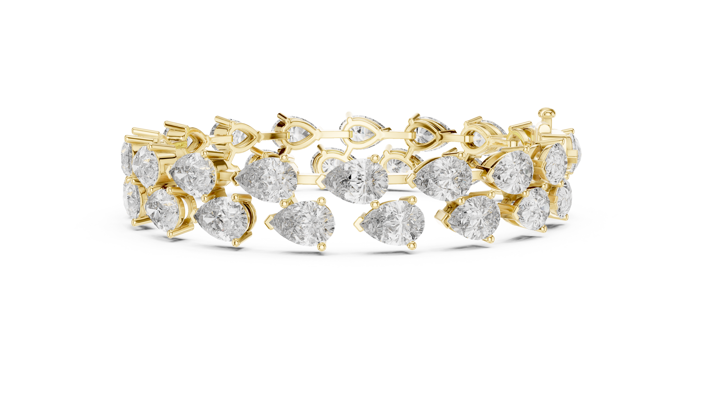 Double Line Pear Shape Lab-Grown Diamond Tennis Bracelet in 18K Gold | Luxury Diamond Bracelet