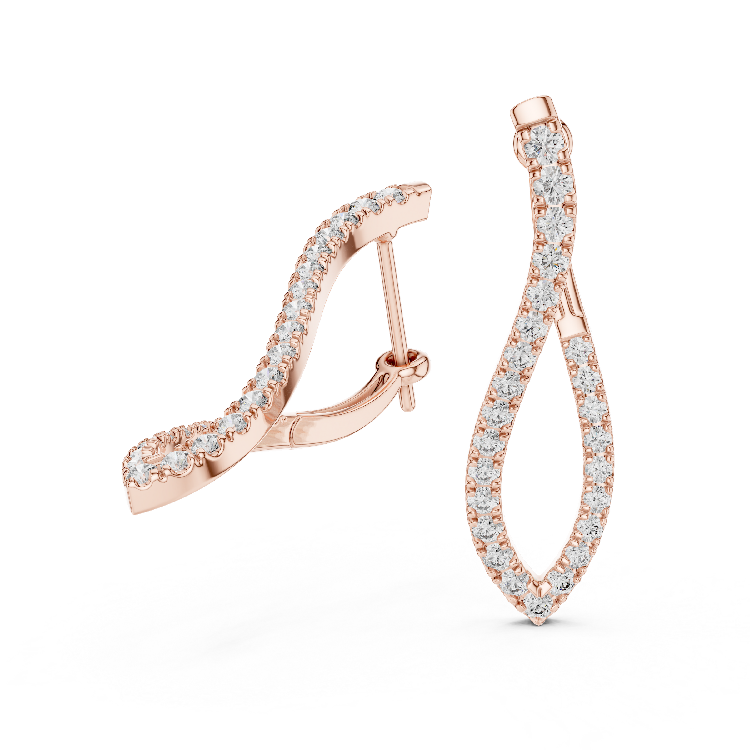 Lab Grown Diamond Pavé Twist Hoop Earrings in 18K Gold