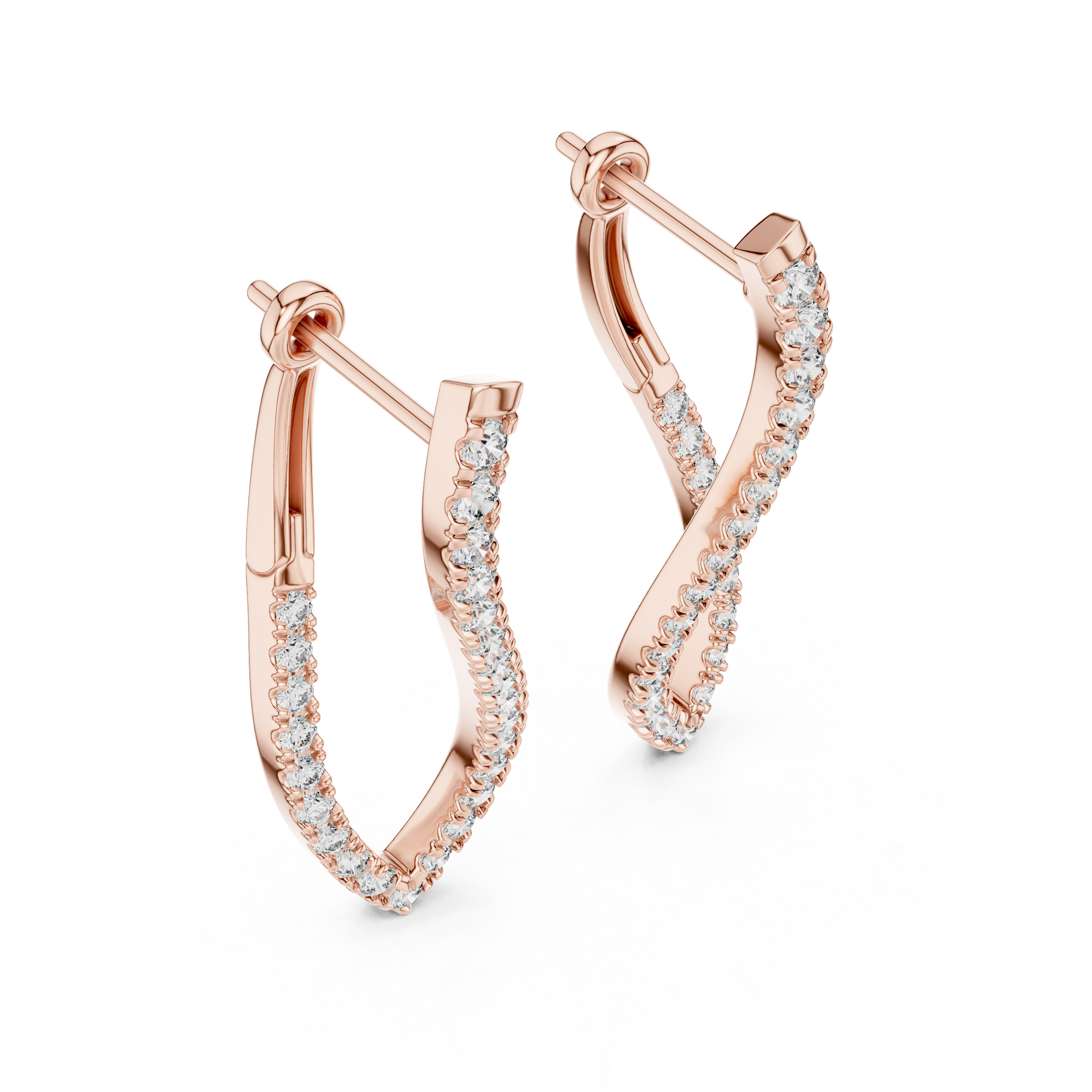 Lab Grown Diamond Pavé Twist Hoop Earrings in 18K Gold