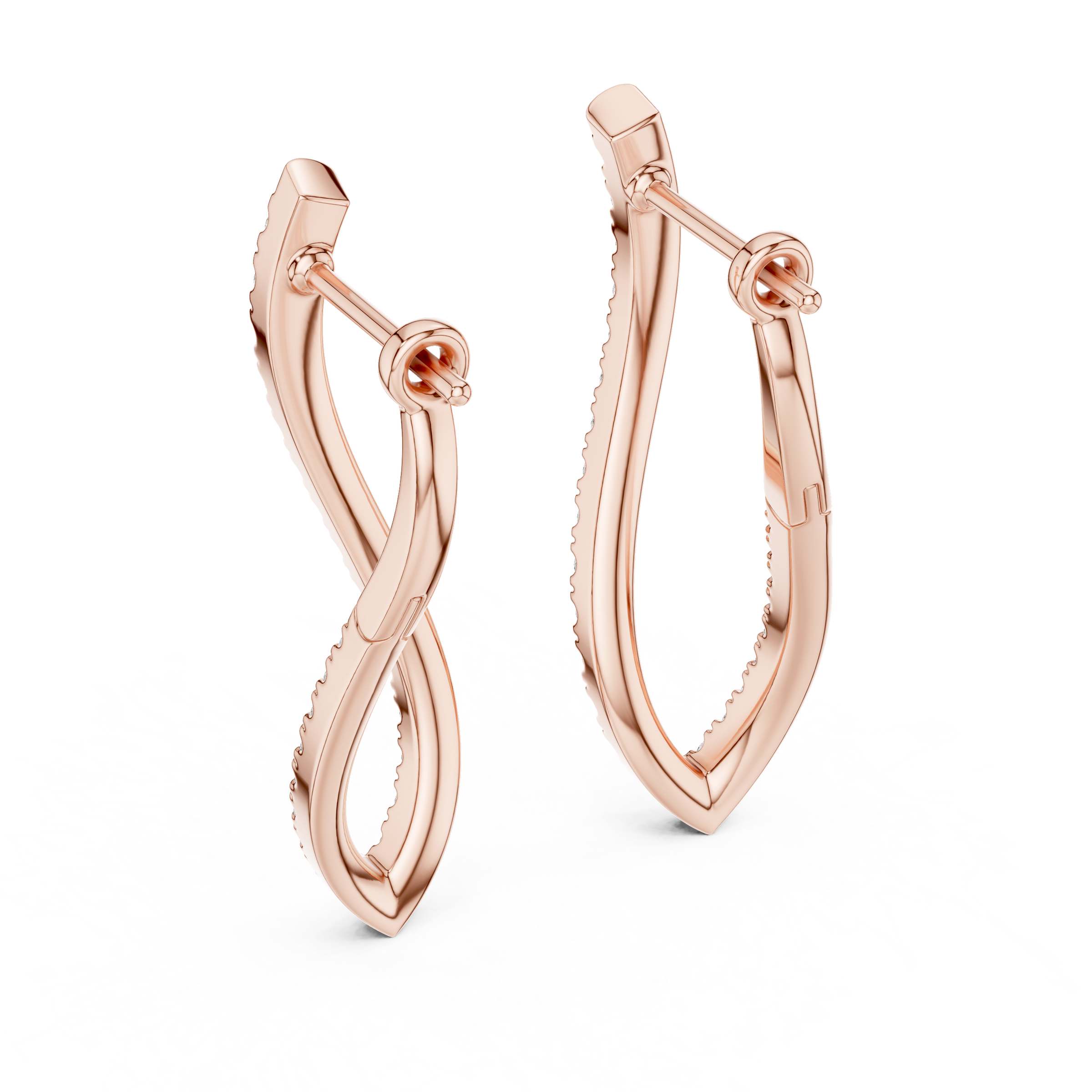 Lab Grown Diamond Pavé Twist Hoop Earrings in 18K Gold