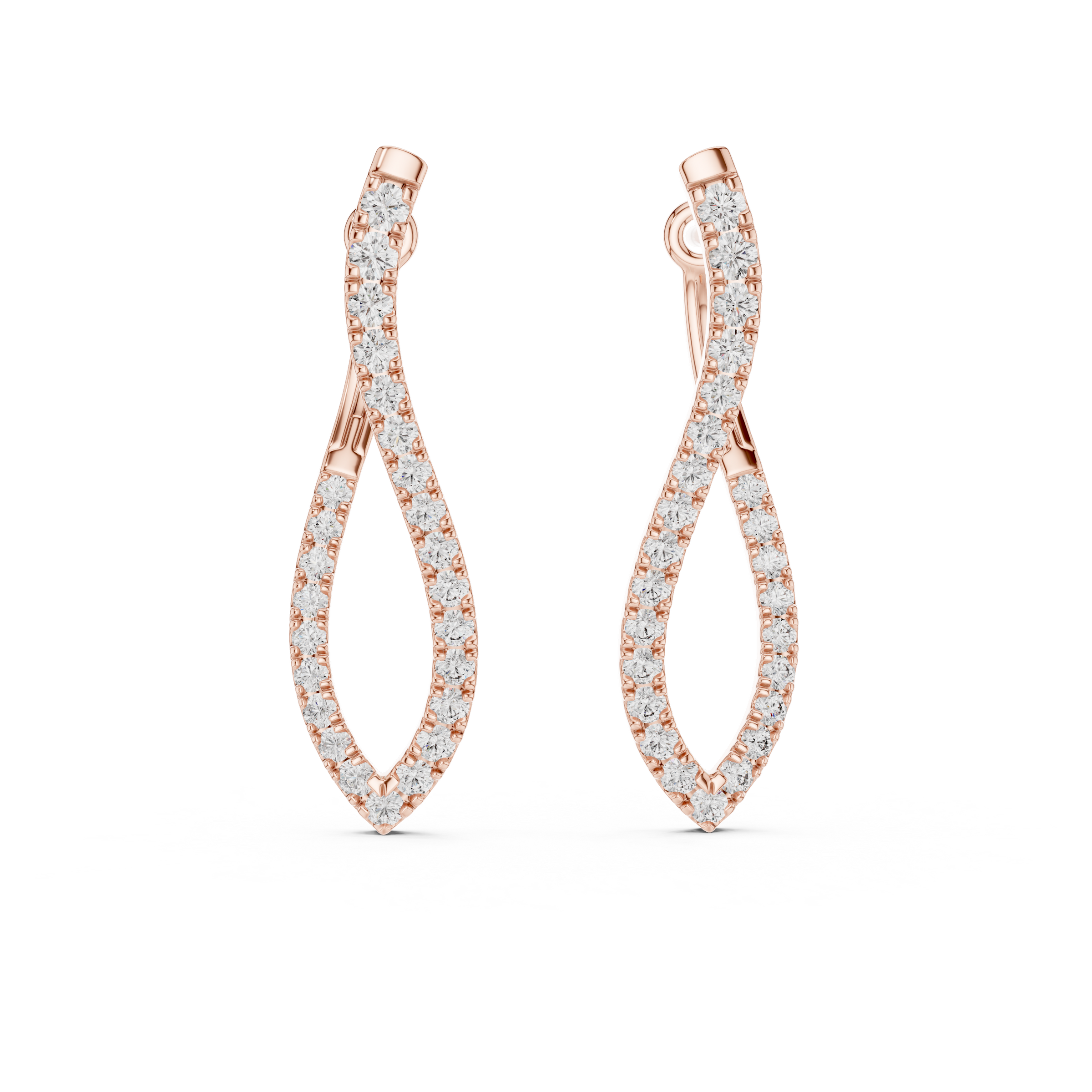 Lab Grown Diamond Pavé Twist Hoop Earrings in 18K Gold