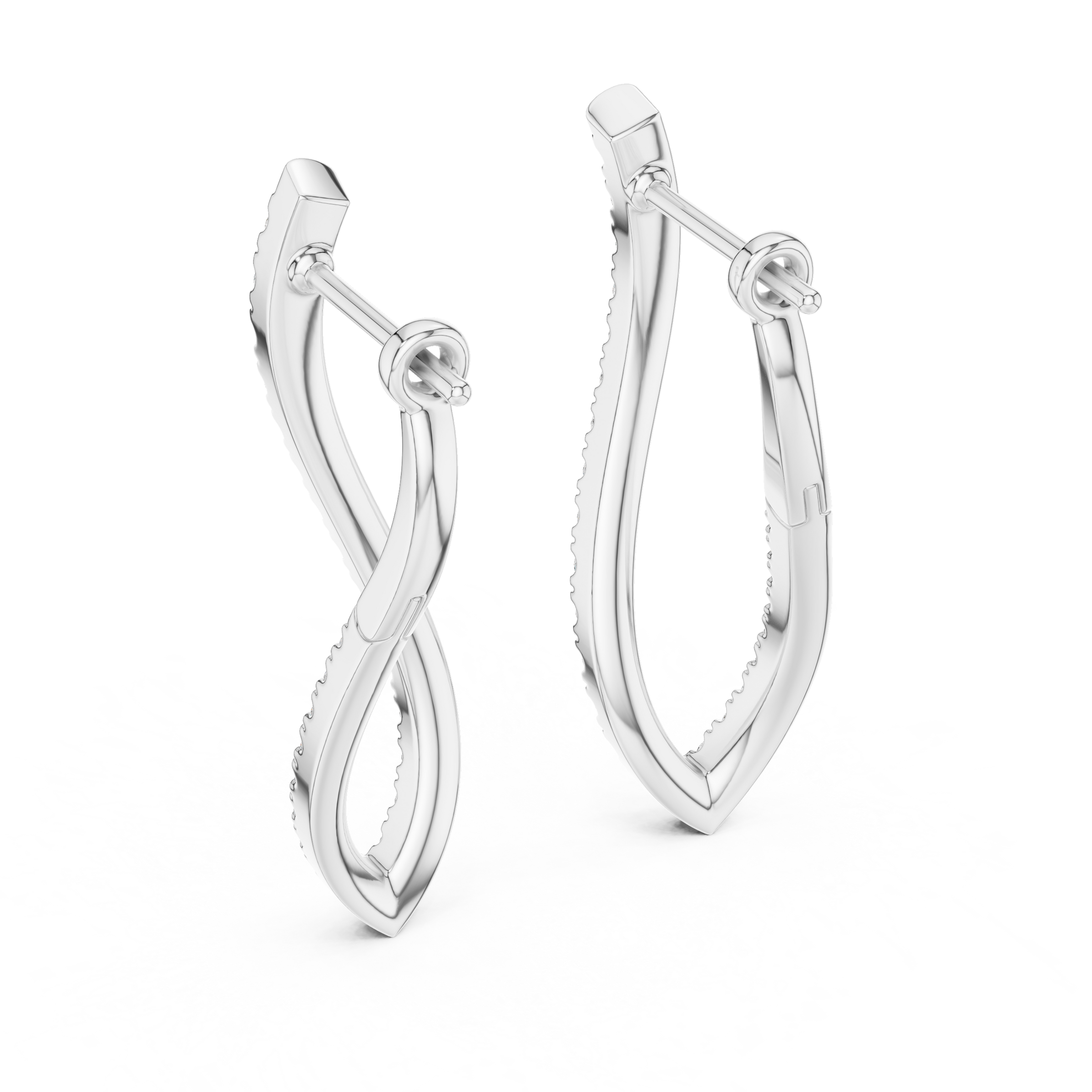 Lab Grown Diamond Pavé Twist Hoop Earrings in 18K Gold