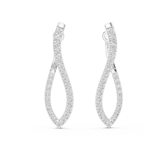Lab Grown Diamond Pavé Twist Hoop Earrings in 18K Gold