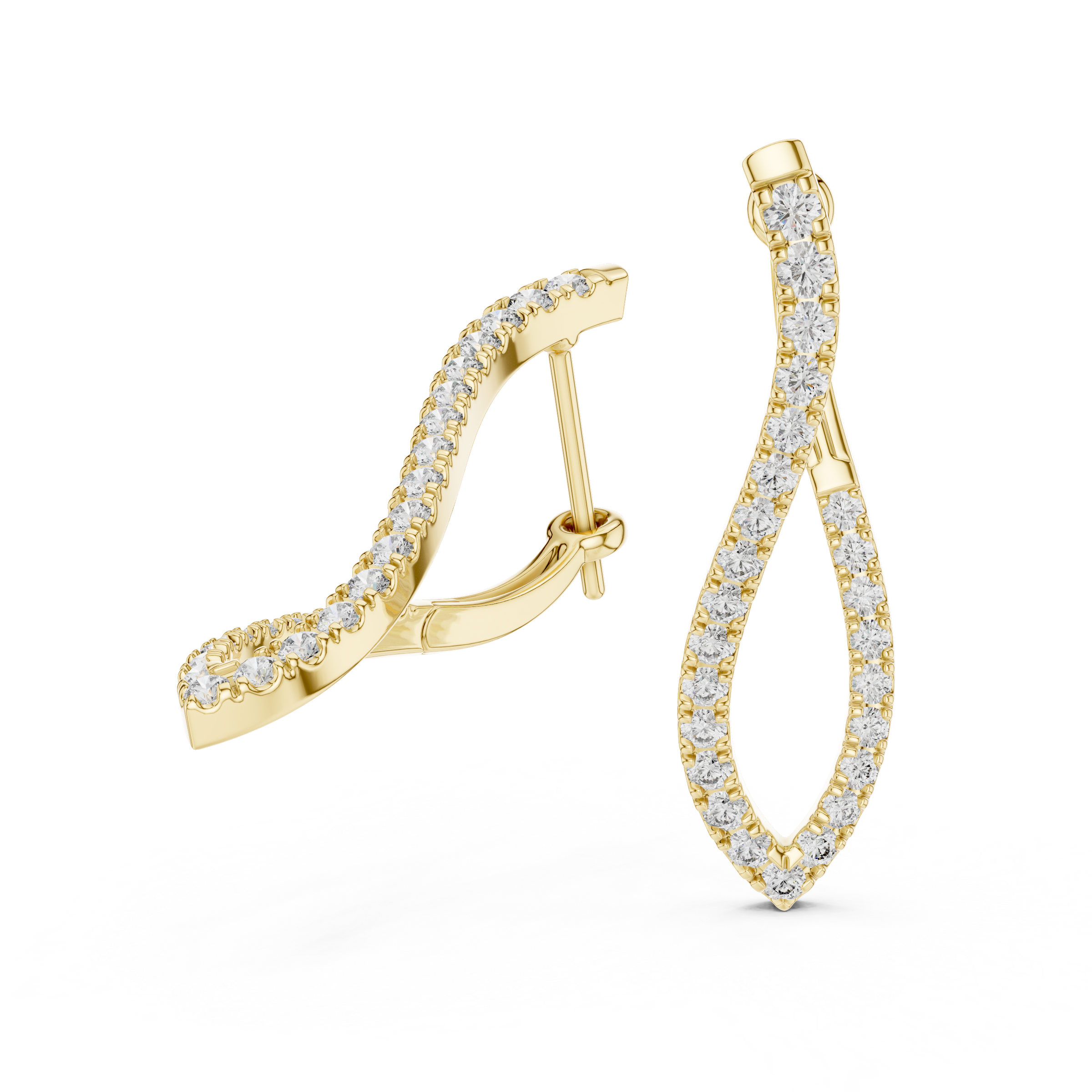 Lab Grown Diamond Pavé Twist Hoop Earrings in 18K Gold