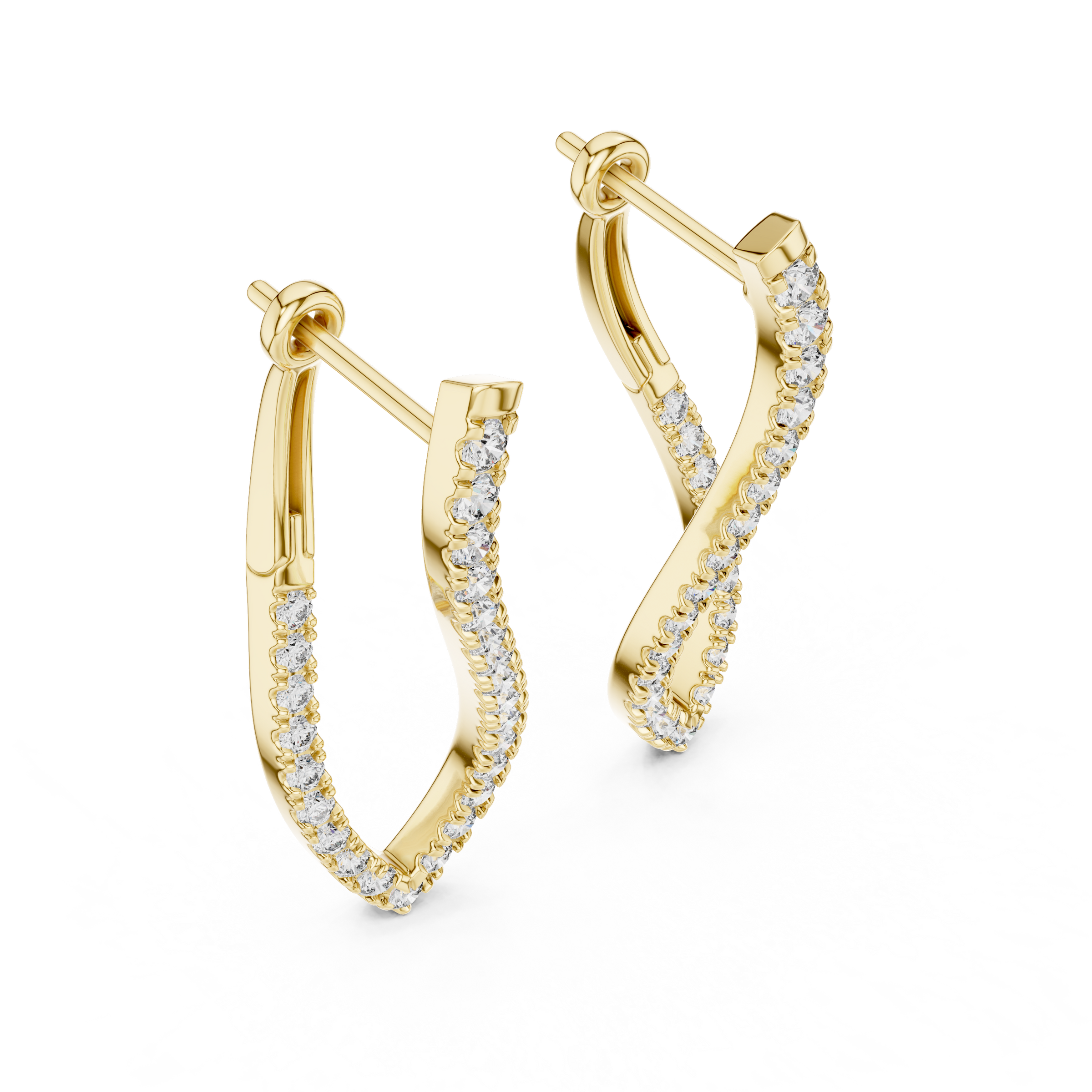 Lab Grown Diamond Pavé Twist Hoop Earrings in 18K Gold
