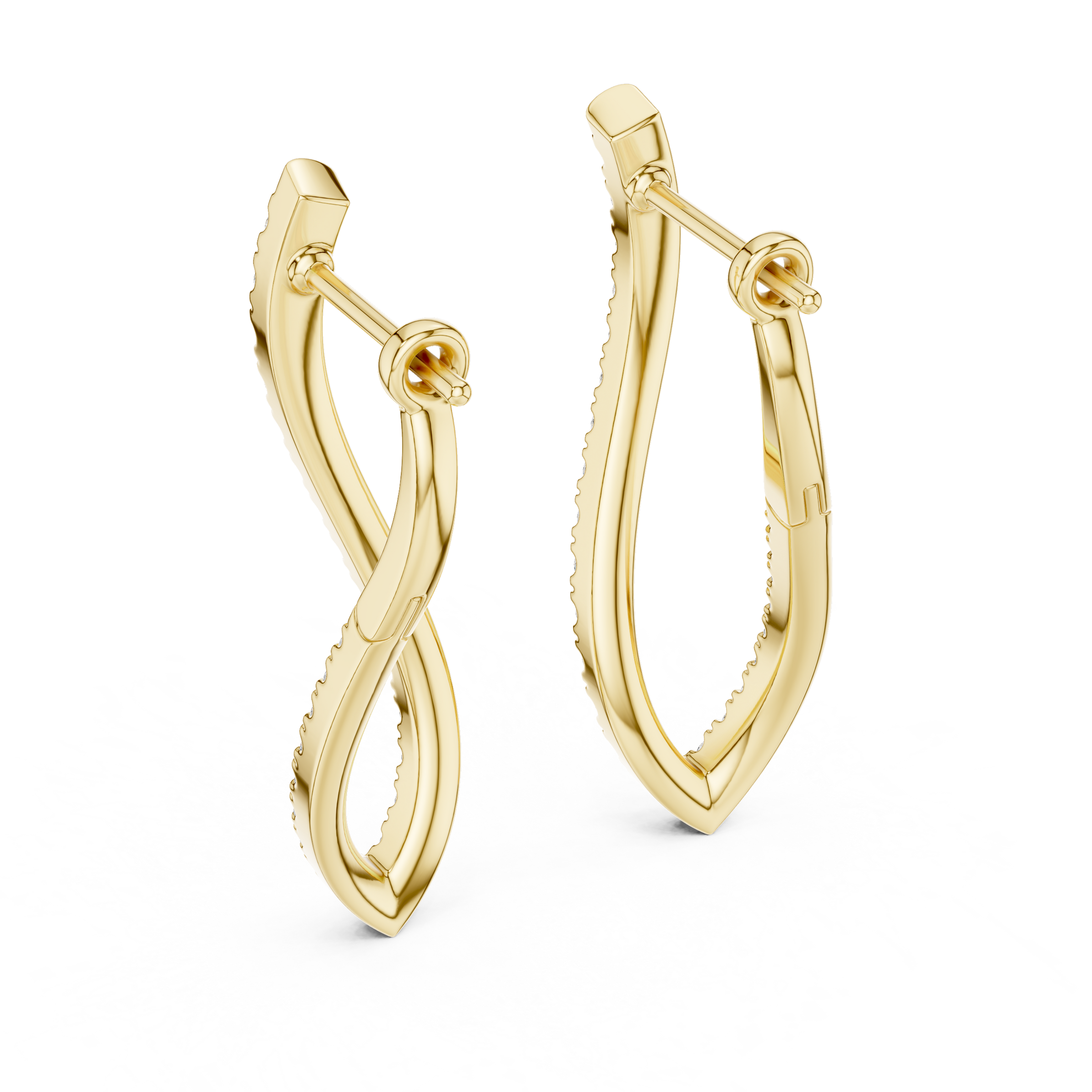 Lab Grown Diamond Pavé Twist Hoop Earrings in 18K Gold