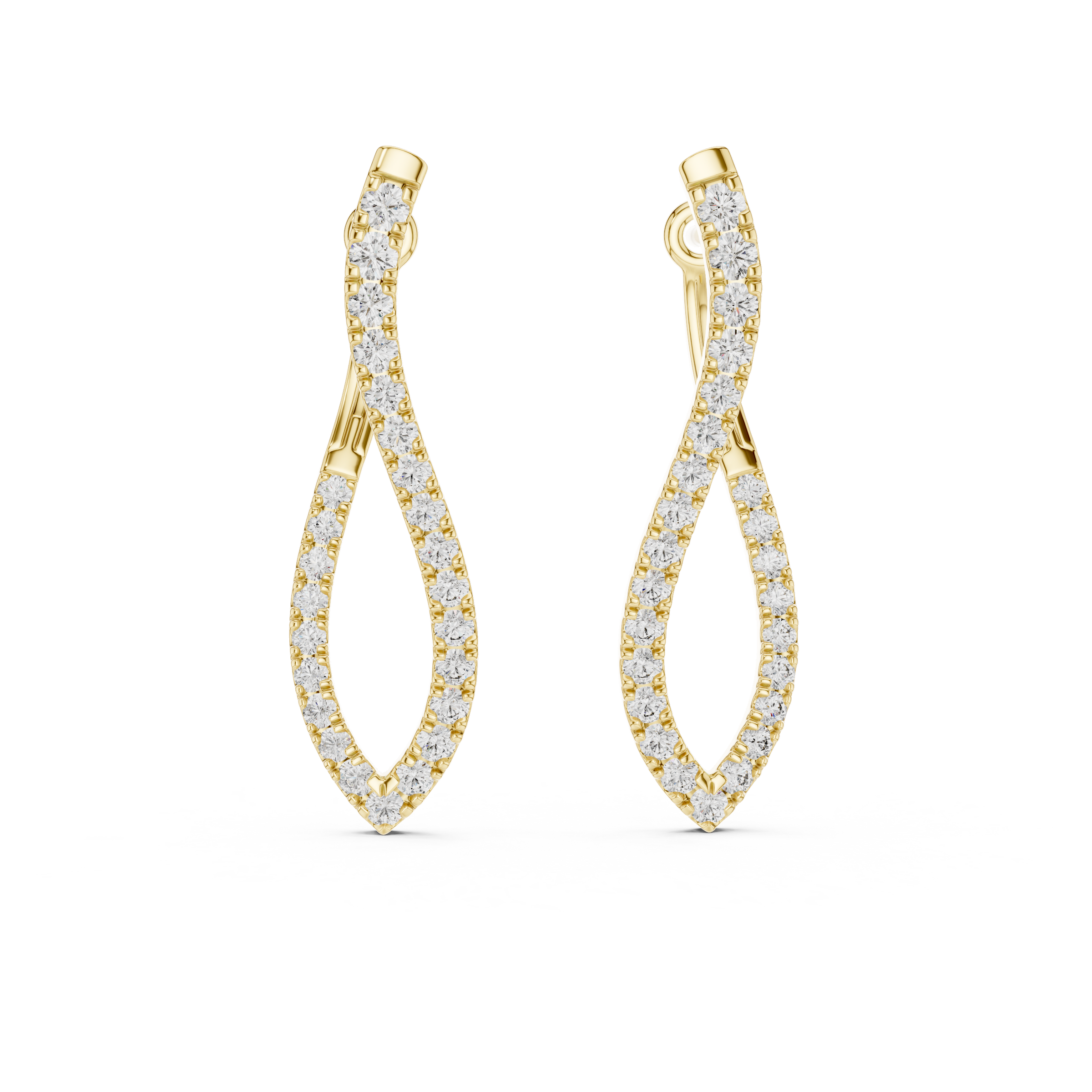 Lab Grown Diamond Pavé Twist Hoop Earrings in 18K Gold