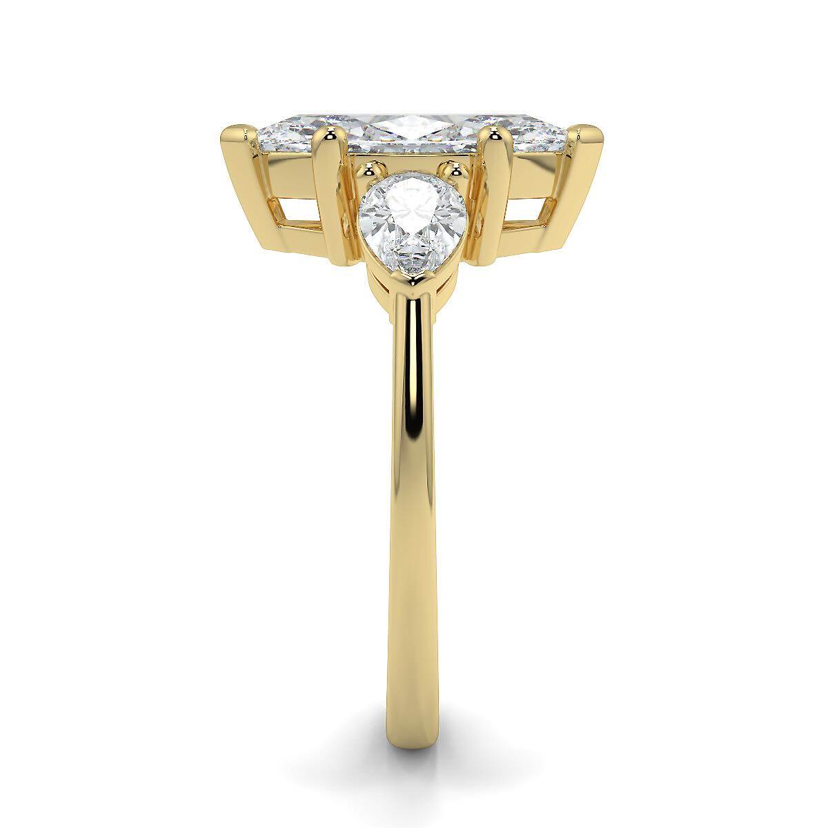 1–5 Carat Marquise Cut Lab Grown Diamond Solitaire Trilogy Ring in 18K Gold | Pear Side Stones