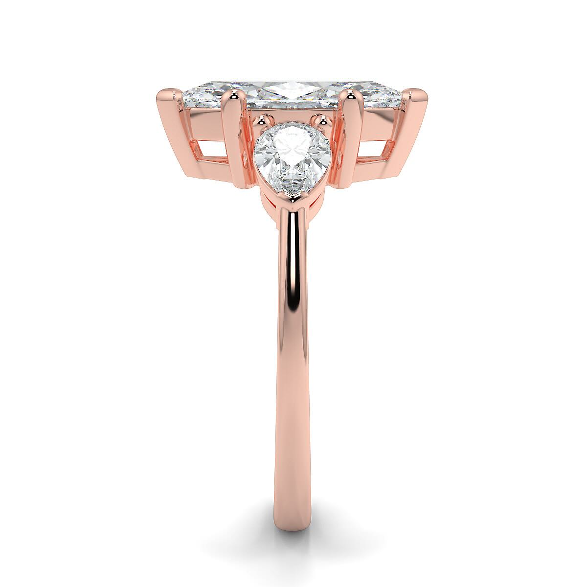 1–5 Carat Marquise Cut Lab Grown Diamond Solitaire Trilogy Ring in 18K Gold | Pear Side Stones