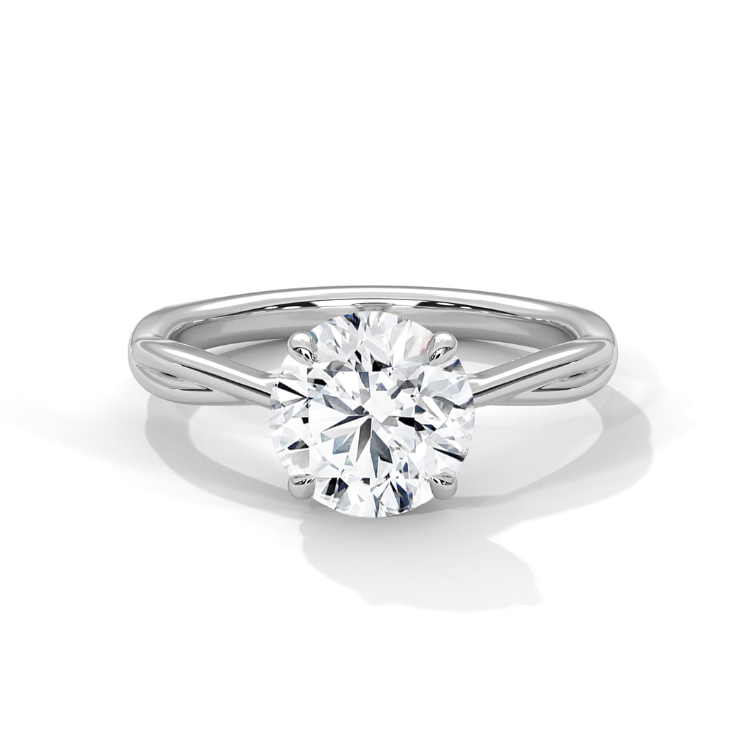 1–3 Carat Round Cut Lab Grown Diamond Solitaire - Twisted Band Ring – 18K Gold