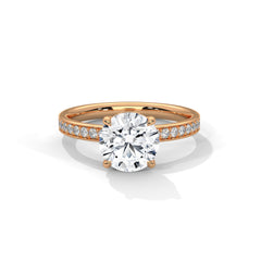 1-3 Carat Round Lab Grown Diamond Solitaire Ring – Pave Setting with Hidden Halo | 18K Gold