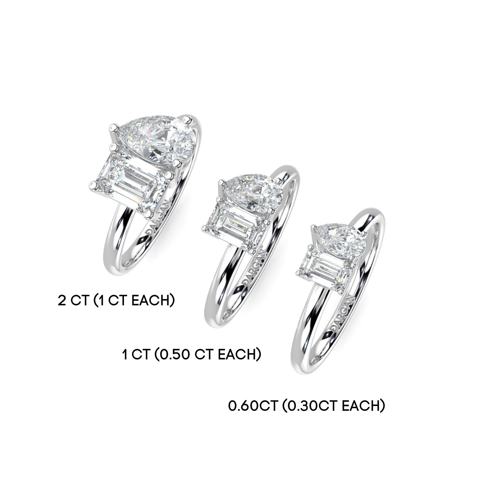 Emerald and Pear Toi et Moi Lab-Grown Diamond Solitaire Ring in 18K Gold