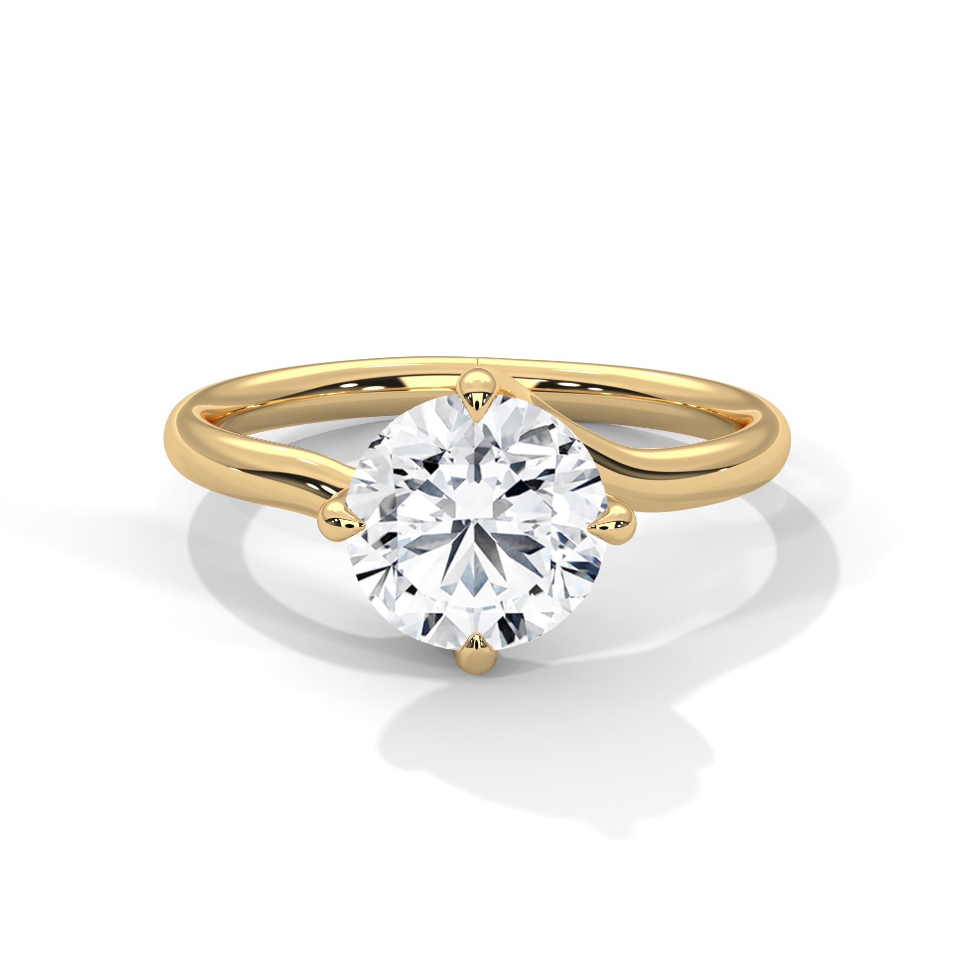 1–3 Carat Round Lab Grown Diamond Solitaire Twist Ring – 18K White, Yellow or Rose Gold