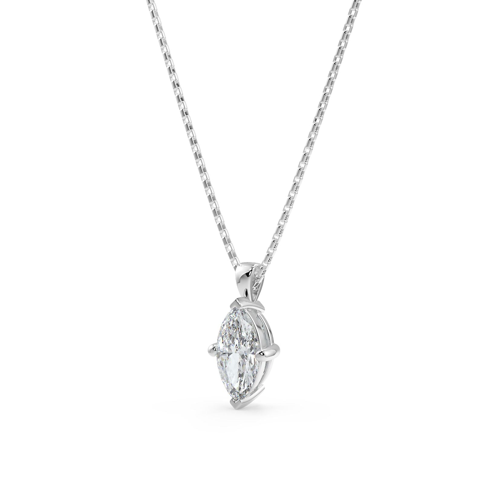 Marquise Cut Lab-Grown Diamond Pendant Necklace with Chain | 18K Gold | 0.50–3 Carats